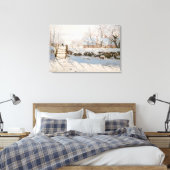 Claude Monet - De Ekster Canvas Afdruk (Insitu (Slaapkamer))