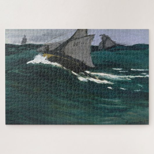 Claude Monet – De groene golf (1866) Schilderkunst Legpuzzel (Horizontaal)