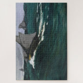 Claude Monet – De groene golf (1866) Schilderkunst Legpuzzel (Verticaal)