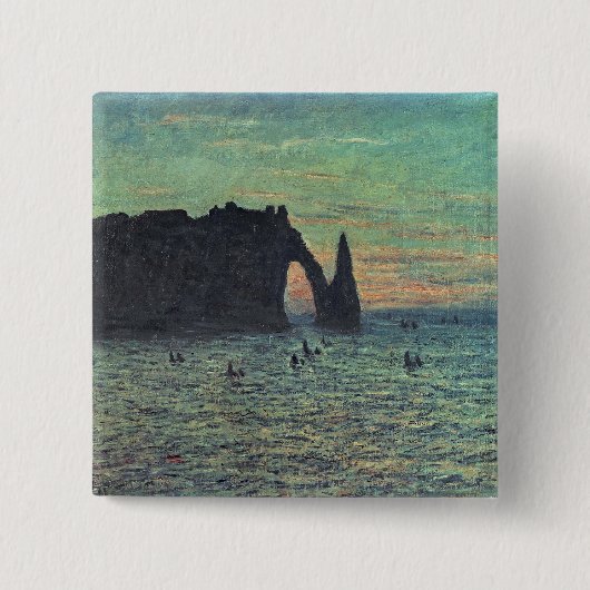 Claude Monet | De holle naald in Etretat, 1883 Vierkante Button 5,1 Cm (Voorkant)