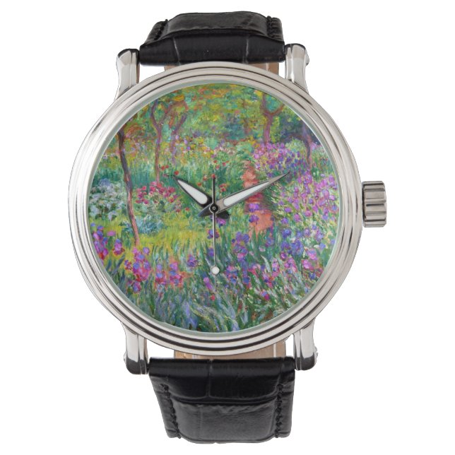 Claude Monet: De Iris Garden in Giverny Horloge (Voorkant)