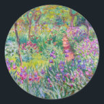 Claude Monet - De Iris Garden in Giverny Ronde Sticker<br><div class="desc">The Iris Garden at Giverny / The Artists's Garden at Giverny - Claude Monet,  1899-1900</div>