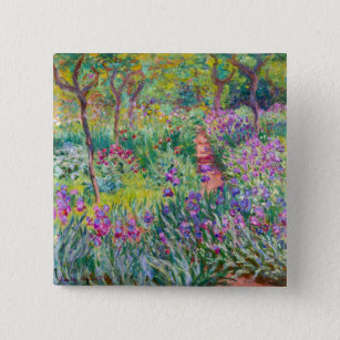 Claude Monet - De Iris Garden in Giverny Vierkante Button 5,1 Cm