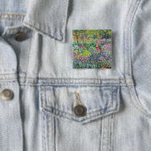 Claude Monet - De Irisentuin in Giverny Vierkante Button 5,1 Cm (In situ)