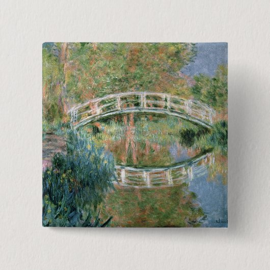 Claude Monet | De Japanse brug, Giverny Vierkante Button 5,1 Cm (Voorkant)