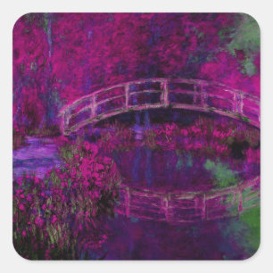 Claude Monet De Japanse Brug paars Vierkante Sticker