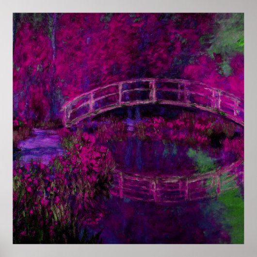 Claude Monet De Japanse Brug paarse Poster (Voorkant)