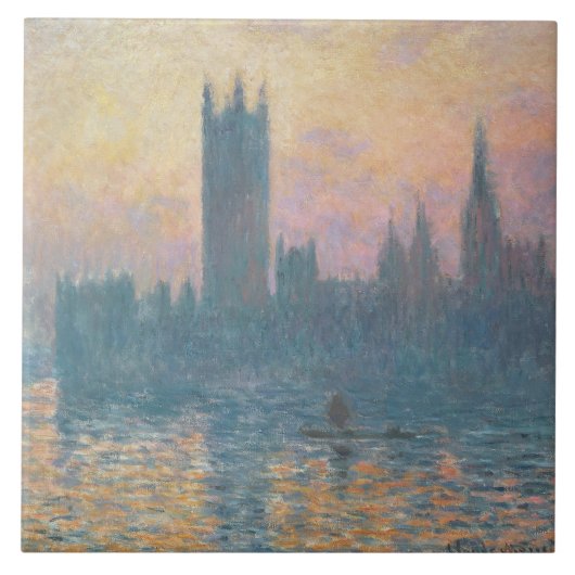 Claude Monet | De Kamers van het Parlement, Sunset Tegeltje (Voorkant)