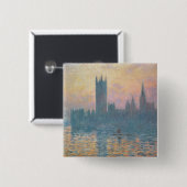 Claude Monet | De Kamers van het Parlement, Sunset Vierkante Button 5,1 Cm (Voorkant /achterkant)