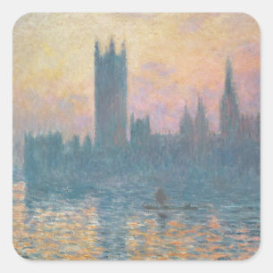 Claude Monet   De Kamers van het Parlement, Sunset Vierkante Sticker