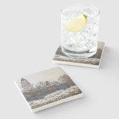 Claude Monet - De kerk in Vetheuil Stenen Onderzetter (Zijkant)