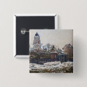 Claude Monet - De kerk in Vetheuil Vierkante Button 5,1 Cm (Voorkant /achterkant)