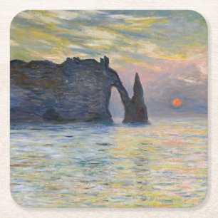 Claude Monet - De Klif, Etretat, Zonsondergang Kartonnen Onderzetters