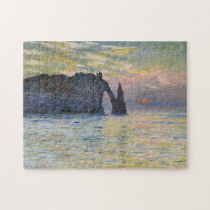 Claude Monet - De Klif, Etretat, Zonsondergang Legpuzzel