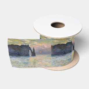 Claude Monet - De Klif, Etretat, Zonsondergang Satijnen Lint