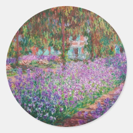 Claude Monet - De Kunstenaarstuin in Giverny Ronde Sticker (Voorkant)