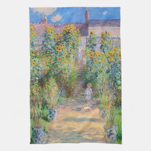 Claude Monet - De Kunstenaarstuin in Vetheuil Theedoek