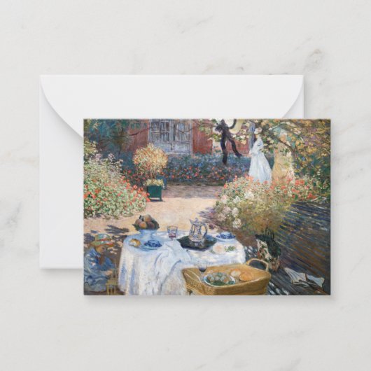 Claude Monet - De Lunch, decoratief paneel Notitiekaartje (Voorkant)
