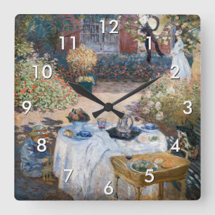 Claude Monet - De lunch, decoratief paneel Vierkante Klok
