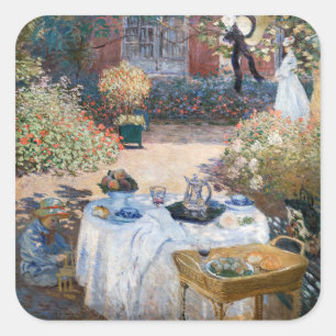Claude Monet - De lunch, decoratief paneel Vierkante Sticker