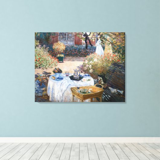 Claude Monet - De Luncheon, decoratief paneel Canvas Afdruk (Insitu (Houten vloer))