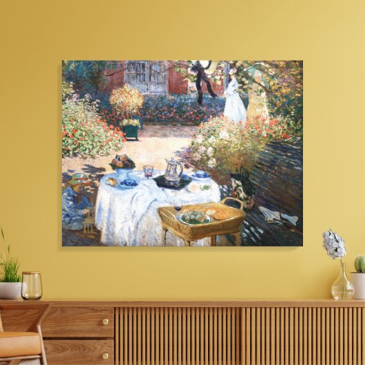 Claude Monet - De Luncheon, decoratief paneel Canvas Afdruk (Insitu (Woonkamer))