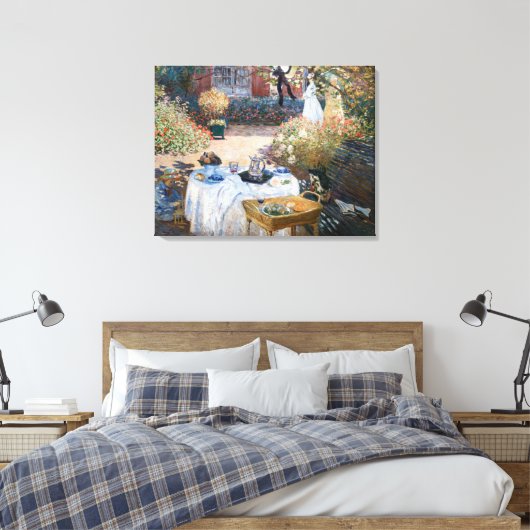 Claude Monet - De Luncheon, decoratief paneel Canvas Afdruk (Insitu (Slaapkamer))