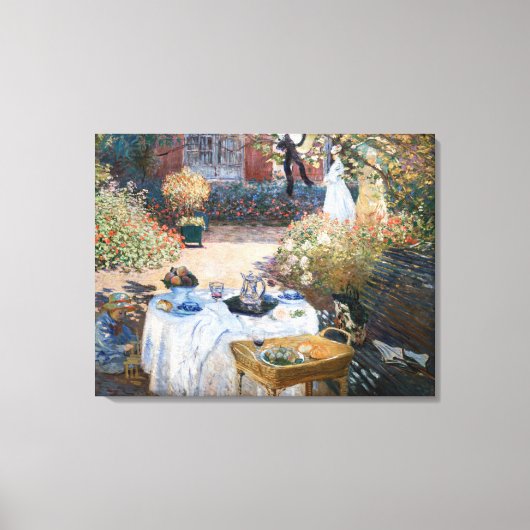 Claude Monet - De Luncheon, decoratief paneel Canvas Afdruk (Voorkant)