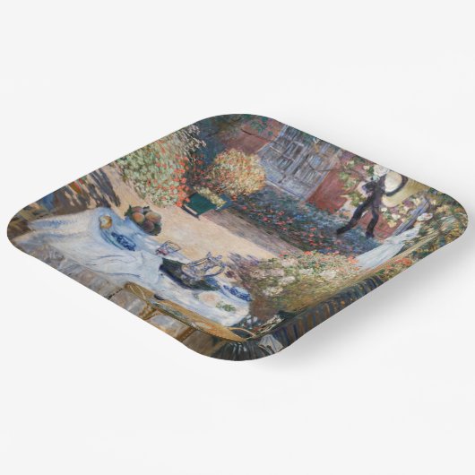 Claude Monet - De Luncheon, decoratief paneel Papieren Bordje (Gebogen)