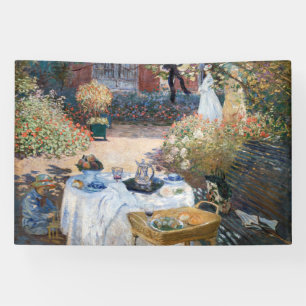 Claude Monet - De Luncheon, decoratief paneel Spandoek