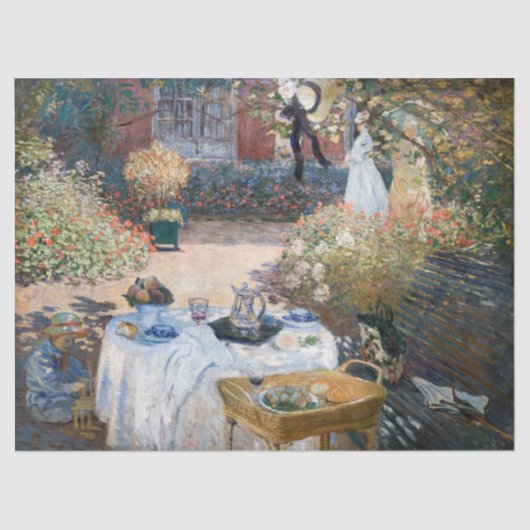 Claude Monet - De Luncheon, decoratief paneel Tissuepapier (Voorkant)