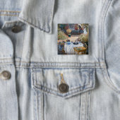 Claude Monet - De Luncheon, decoratief paneel Vierkante Button 5,1 Cm (In situ)
