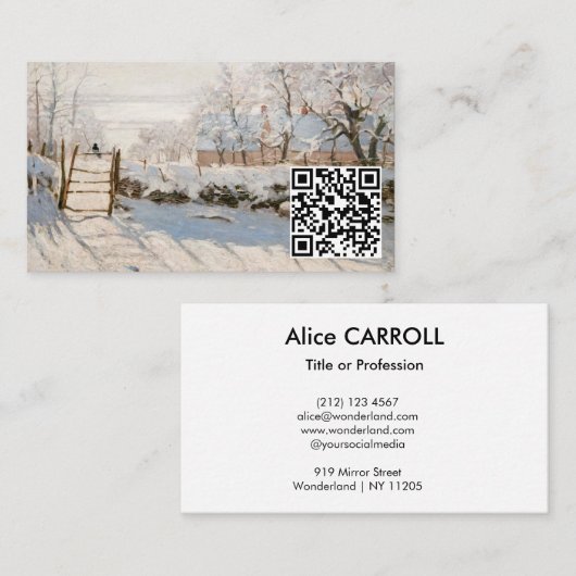 Claude Monet - De Magpie - QR-code Visitekaartje (Voorkant / Achterkant)