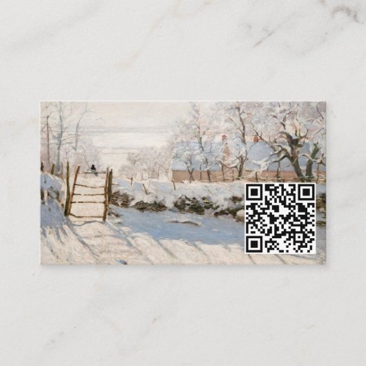 Claude Monet - De Magpie - QR-code Visitekaartje (Voorkant)