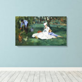 Claude Monet De Monet Familie in hun tuin Canvas Afdruk (Insitu (Houten vloer))