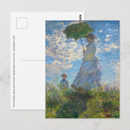 Claude Monet - De promenade, Vrouw met een parasol Briefkaart (Voorkant / Achterkant)