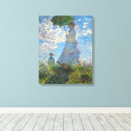 Claude Monet - De promenade, Vrouw met een parasol Canvas Afdruk (Insitu (Houten vloer))