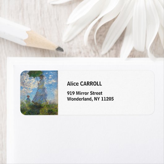 Claude Monet - De promenade, Vrouw met een parasol Etiket (Insitu)