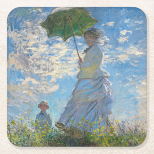 Claude Monet - De promenade, Vrouw met een parasol Kartonnen Onderzetters