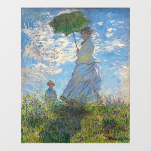 Claude Monet - De promenade, Vrouw met een parasol Raamsticker (Vel)