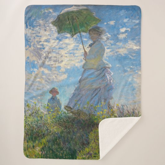 Claude Monet - De promenade, Vrouw met een parasol Sherpa Deken (Voorkant)