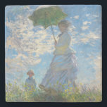 Claude Monet - De promenade, Vrouw met een parasol Stenen Onderzetter<br><div class="desc">The Promenade,  Woman with a Parasol / Madame Monet and Her Son / La Promenade / La Femme a l'ombrelle - Claude Monet,  1875</div>