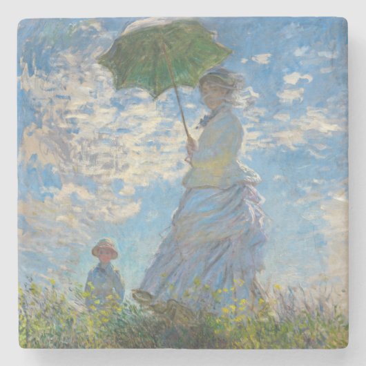 Claude Monet - De promenade, Vrouw met een parasol Stenen Onderzetter (Voorkant)