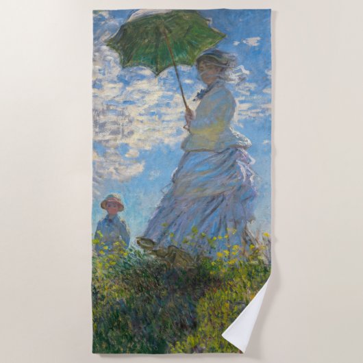Claude Monet - De promenade, Vrouw met een parasol Strandlaken (Voorkant)