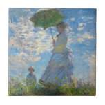 Claude Monet - De promenade, Vrouw met een parasol Tegeltje<br><div class="desc">The Promenade,  Woman with a Parasol / Madame Monet and Her Son / La Promenade / La Femme a l'ombrelle - Claude Monet,  1875</div>