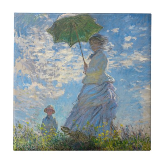 Claude Monet - De Promenade, Vrouw met een Parasol Tegeltje (Voorkant)