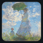 Claude Monet - De promenade, Vrouw met een parasol Vierkante Sticker<br><div class="desc">The Promenade,  Woman with a Parasol / Madame Monet and Her Son / La Promenade / La Femme a l'ombrelle - Claude Monet,  1875</div>