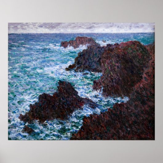 Claude Monet - De rotsen bij Belle-Ile, Wilde Kust Poster (Voorkant)