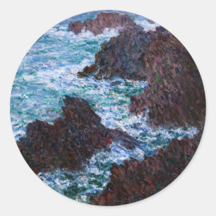Claude Monet - De rotsen bij Belle-Ile, Wilde Kust Ronde Sticker