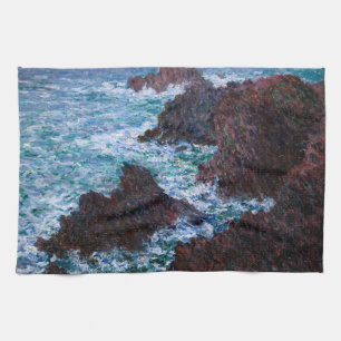 Claude Monet - De rotsen bij Belle-Ile, Wilde Kust Theedoek